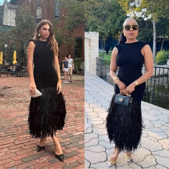 Aje Exclusive Rushes Raffia Ribbed Midi Dress Black XS Extra Small RARE - Picture 4 of 8